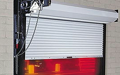 Commercial Fire Shutter Closing on a Fire